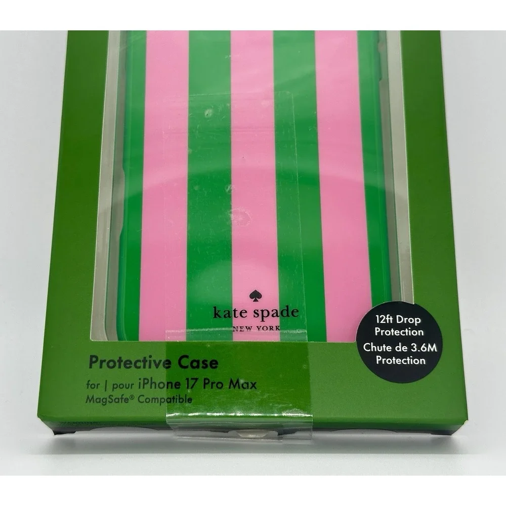 Kate Spade iPhone 17 Pro Max MagSafe Protective Case Candy Striped Pink Green